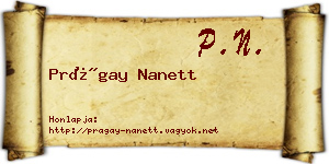 Prágay Nanett névjegykártya